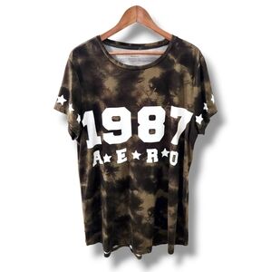 Aeropostale Olive Green Camo 1987 Graphic Tee Sleep Shirt | 1X